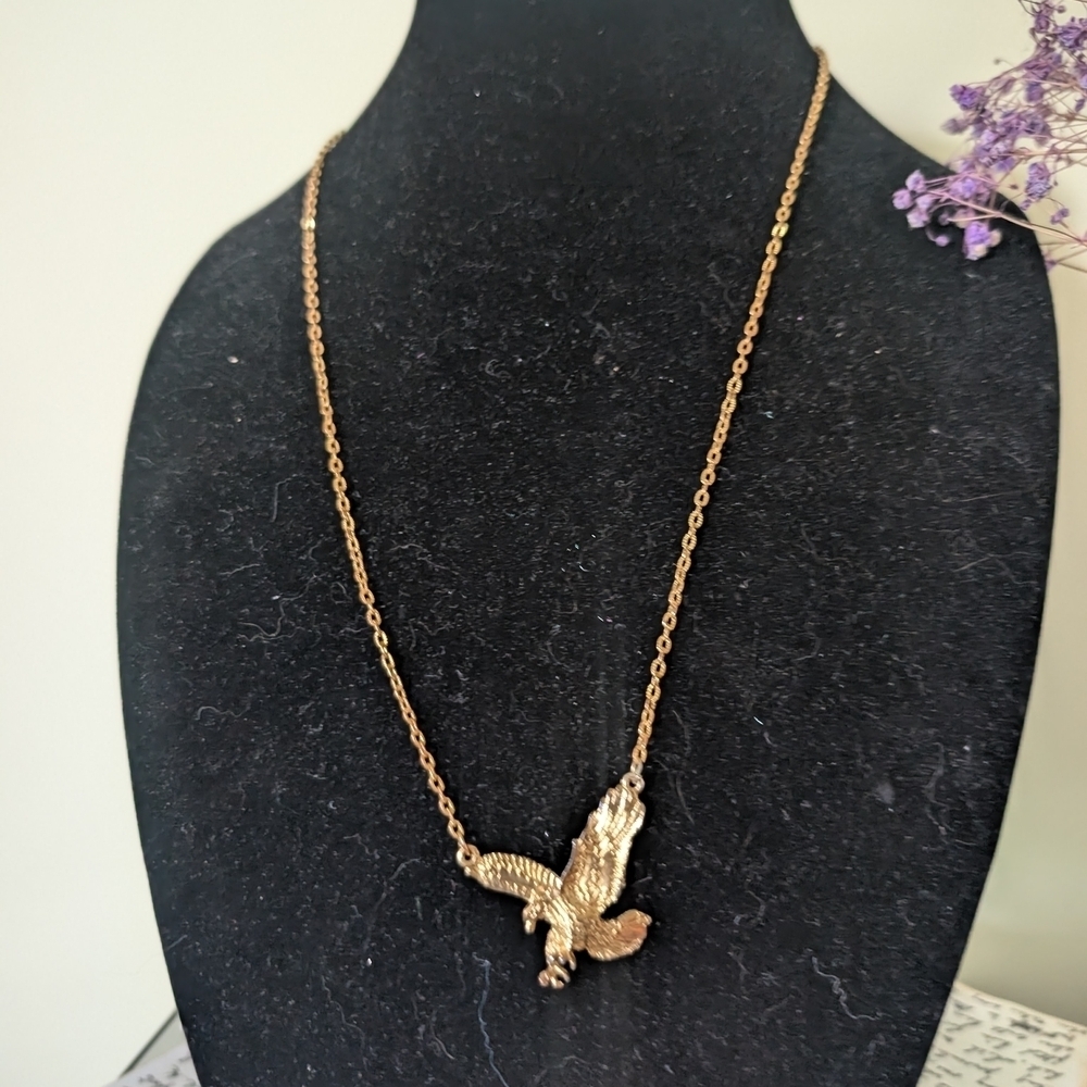 Elegant Goldtone Eagle Pendant Necklace